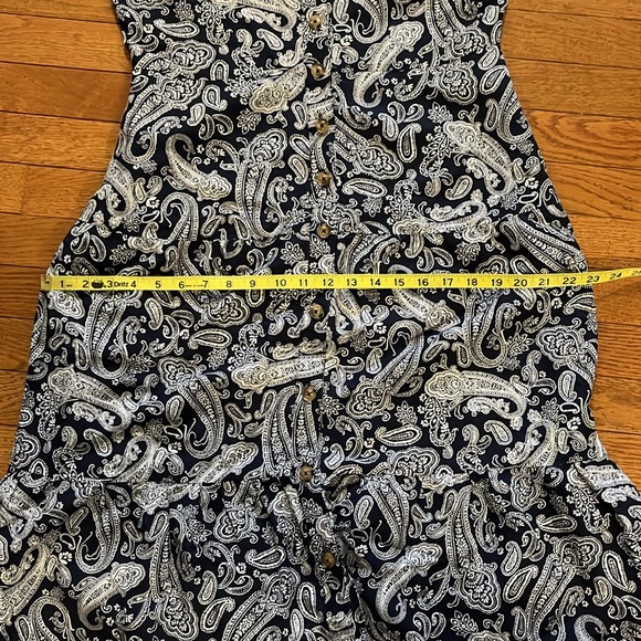 LOFT Navy & White Paisley Linen Dress Size 6 - Picture 8 of 16